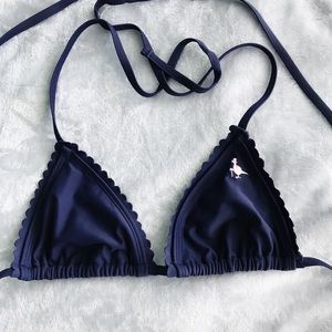 Navy scalloped bikini top